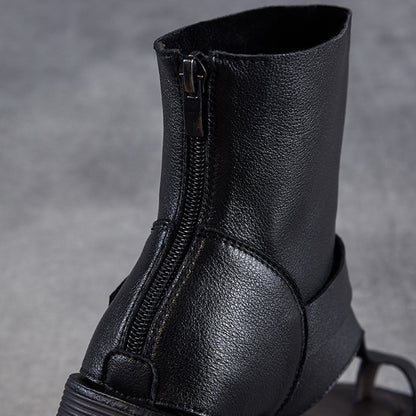 Clip-Toe Flat Sandals Boots With Rear Zippers