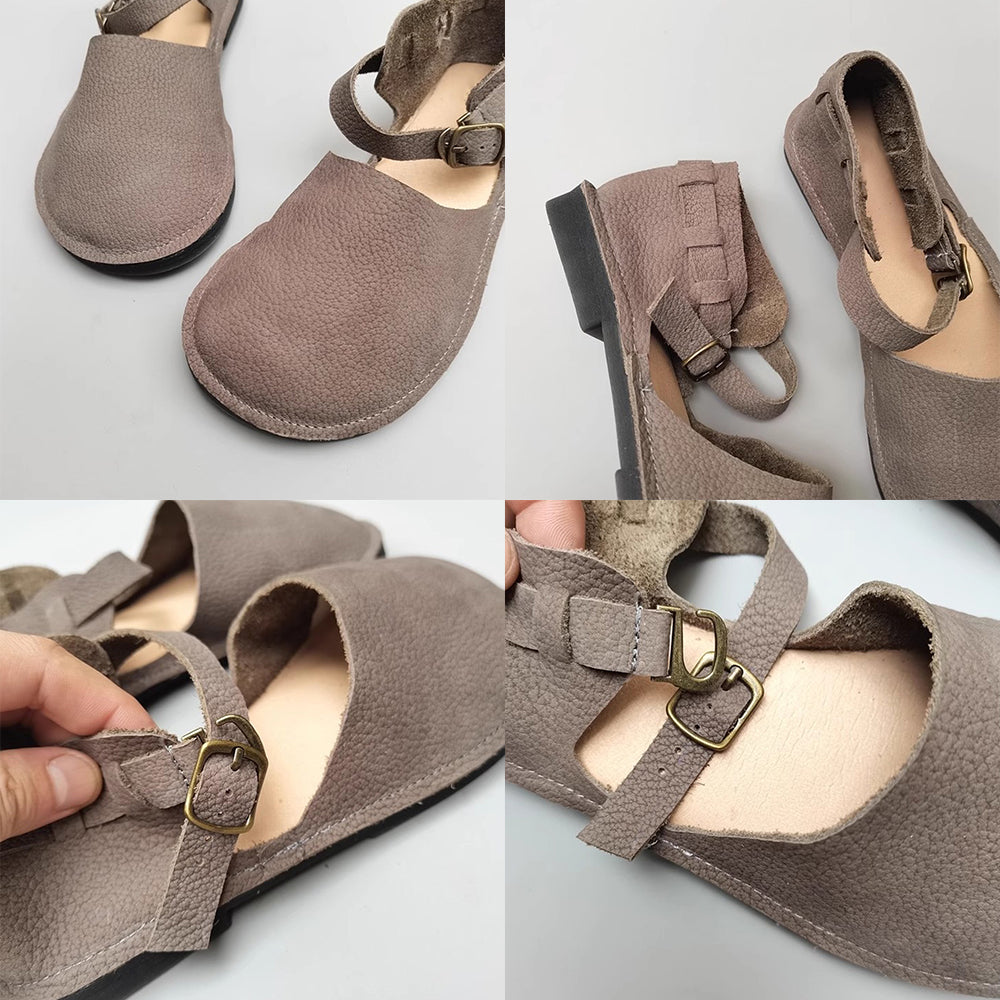 Closed Toe Buckled Soft Leather Sandals