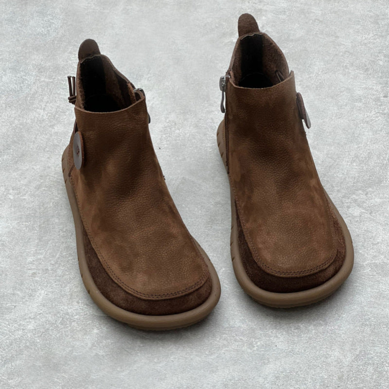 Comfort Handmade Suede Leather Short Boots – Retrosia