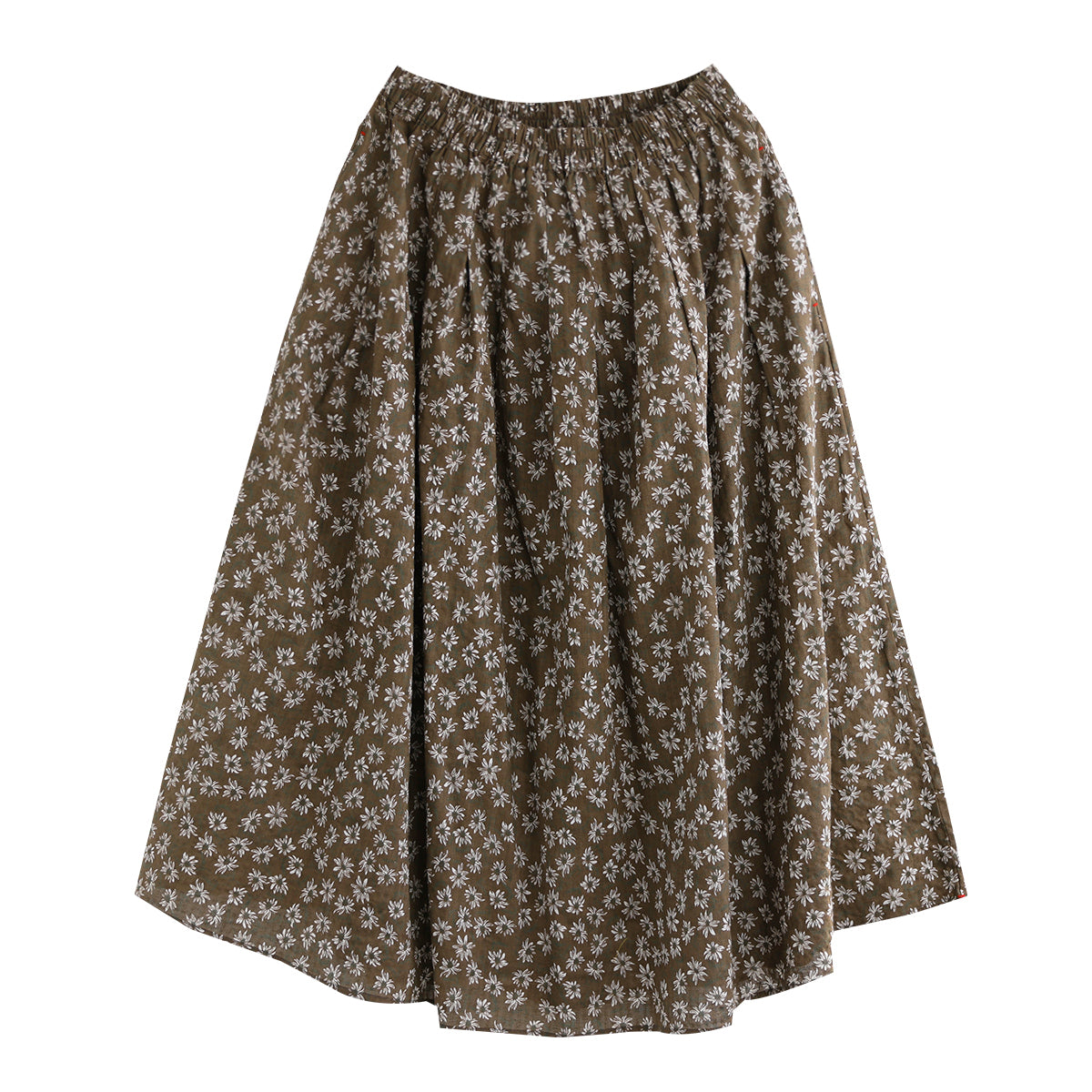 Cotton Linen Retro Floral All-match A-line Skirt