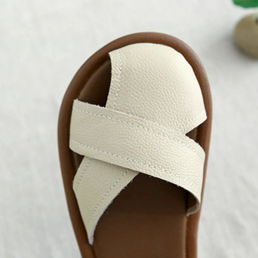 Cross-strap Hollow Breathable Velcro Sandals