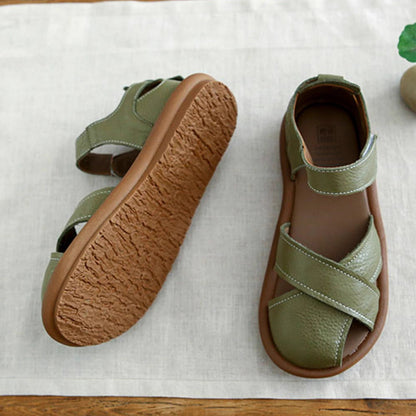 Cross-strap Hollow Breathable Velcro Sandals