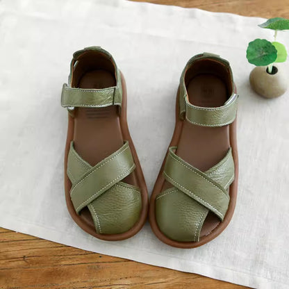 Cross-strap Hollow Breathable Velcro Sandals