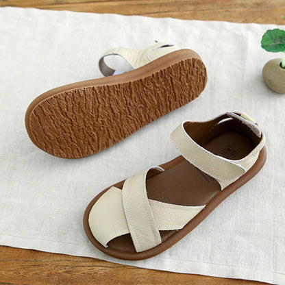 Cross-strap Hollow Breathable Velcro Sandals