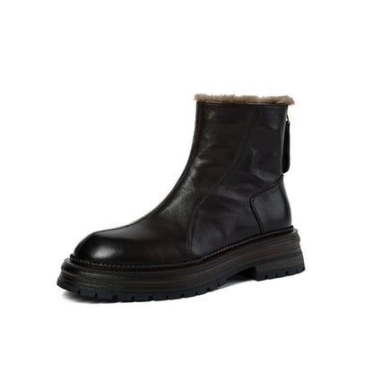 Furry Chelsea Short Boots With Rear Zippers