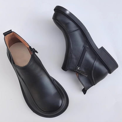Genuine Leather Versatile Short Ankle Boots 35-41