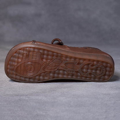 Handmade Stitched Hollow-out Lace-Up Flat Shoes