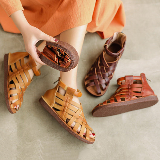 Handmade Woven Leather Roman Sandals – Retrosia