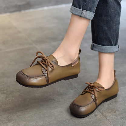 Lace-up Leather Shoes Slip-on Office-friendly Flats