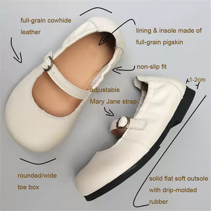Leather Shoes Foldable Round Toe Soft Mary Janes