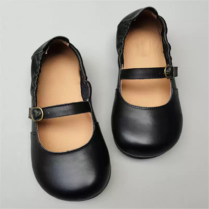 Leather Shoes Foldable Round Toe Soft Mary Janes