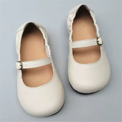 Leather Shoes Foldable Round Toe Soft Mary Janes