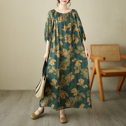 Loose Fit Floral Print Maxi Dress