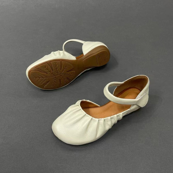 Mary Jane Ruched Leather Sandals â Retrosia