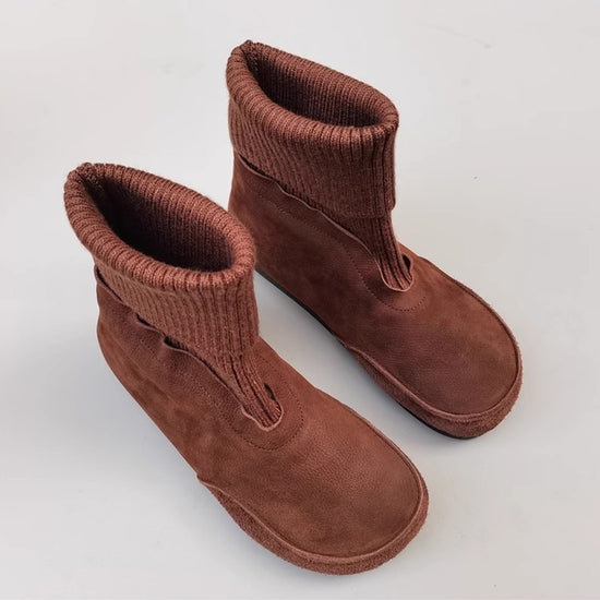 Leather Ankle Boots with Sock Tube