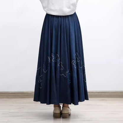 Retro Denim Splicing A-line Skirt