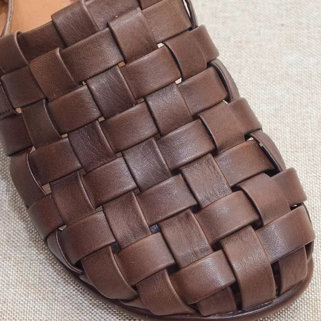 Retro Handmade Cowhide Woven Roman Sandals
