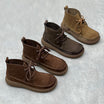 Women Vintage Genuine Leather Pure Color Martin Boots