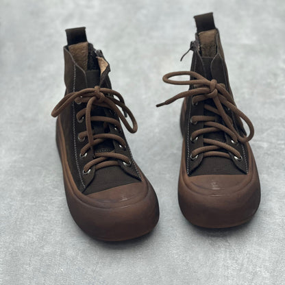 Retro Handmade Round Toe Leather Boots