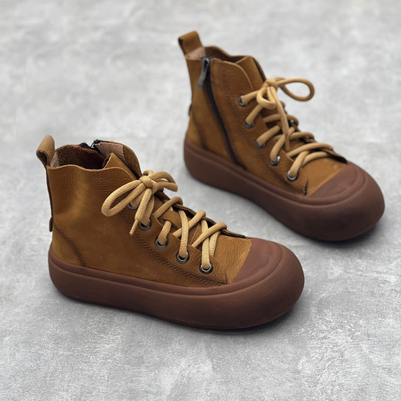 Retro Handmade Round Toe Leather Boots