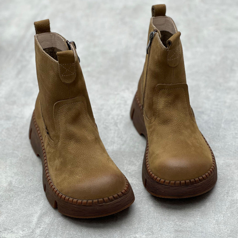 Retro Handmade Versatile Leather Boots – Retrosia