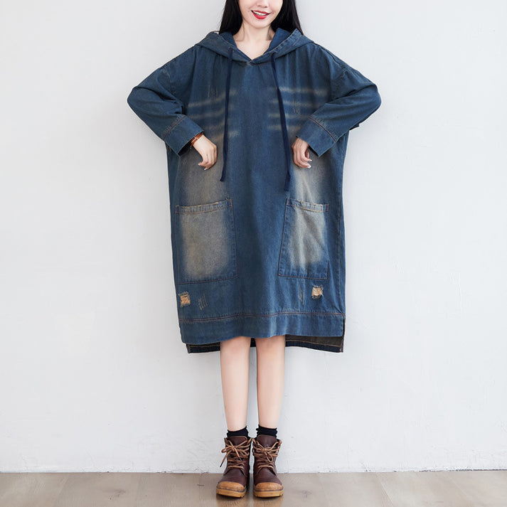 Vintage Distressed Denim Puffy Dress