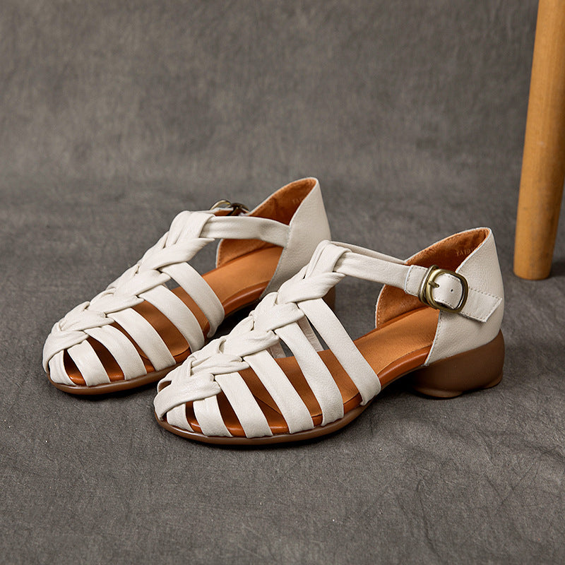 Retro Woven Genuine Leather Rome Sandals