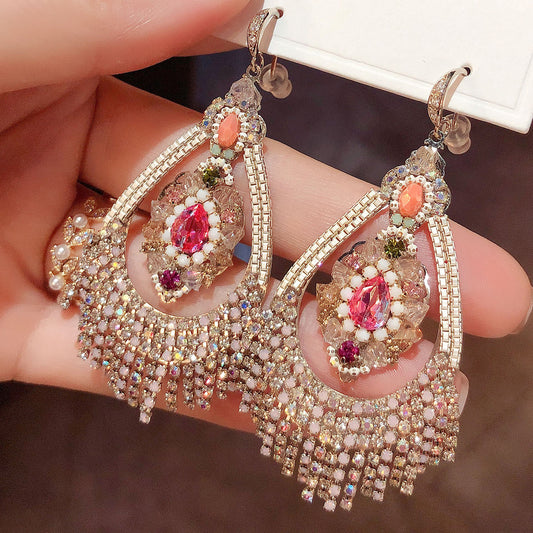 Rhinestone Tassel Earrings