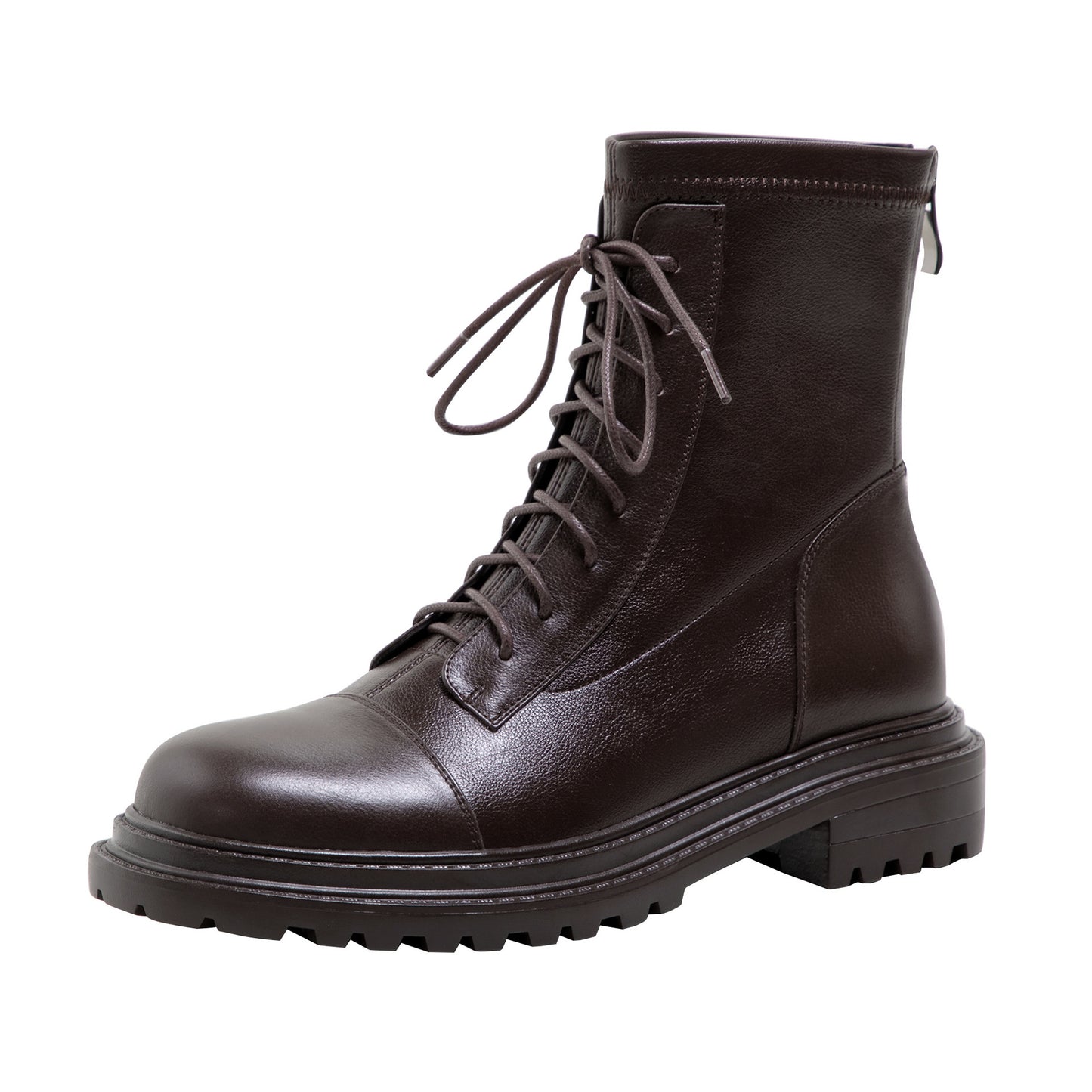 Round Toe Leather Lace-up Martin Boots