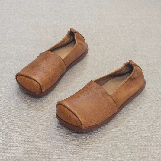 Soft Leather Square Toe Slip-on Casual Shoes