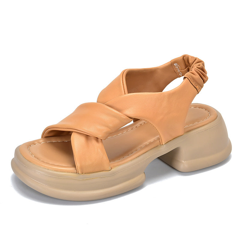 Stylish Twist Accents Leather Sandals