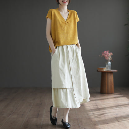 Summer Casual Versatile Linen Irregular Skirt