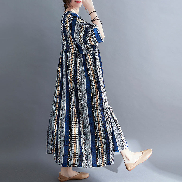 Summer Striped Short-sleeve Loose Fit Dress