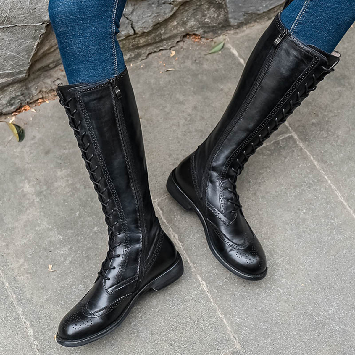 Vintage British Style Leather Knight Boots