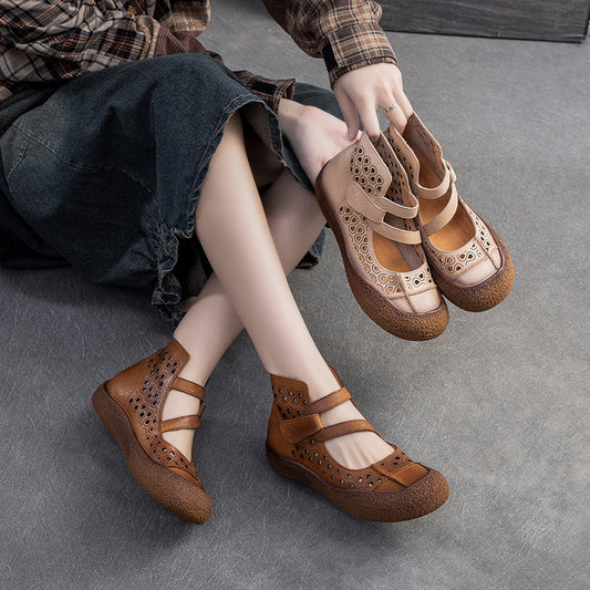 Vintage Hollow-out Hook & Loop Boots