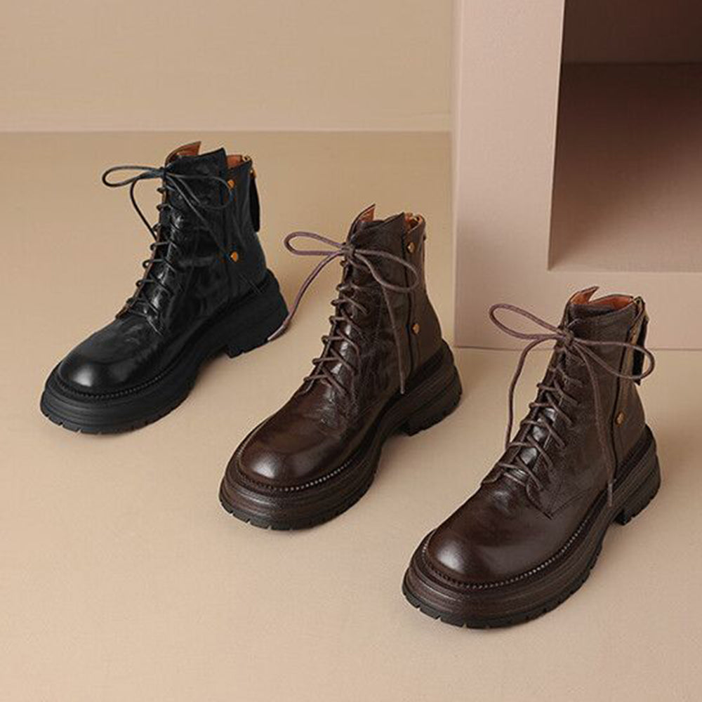 Vintage Lace-up Glossy Martin Boots