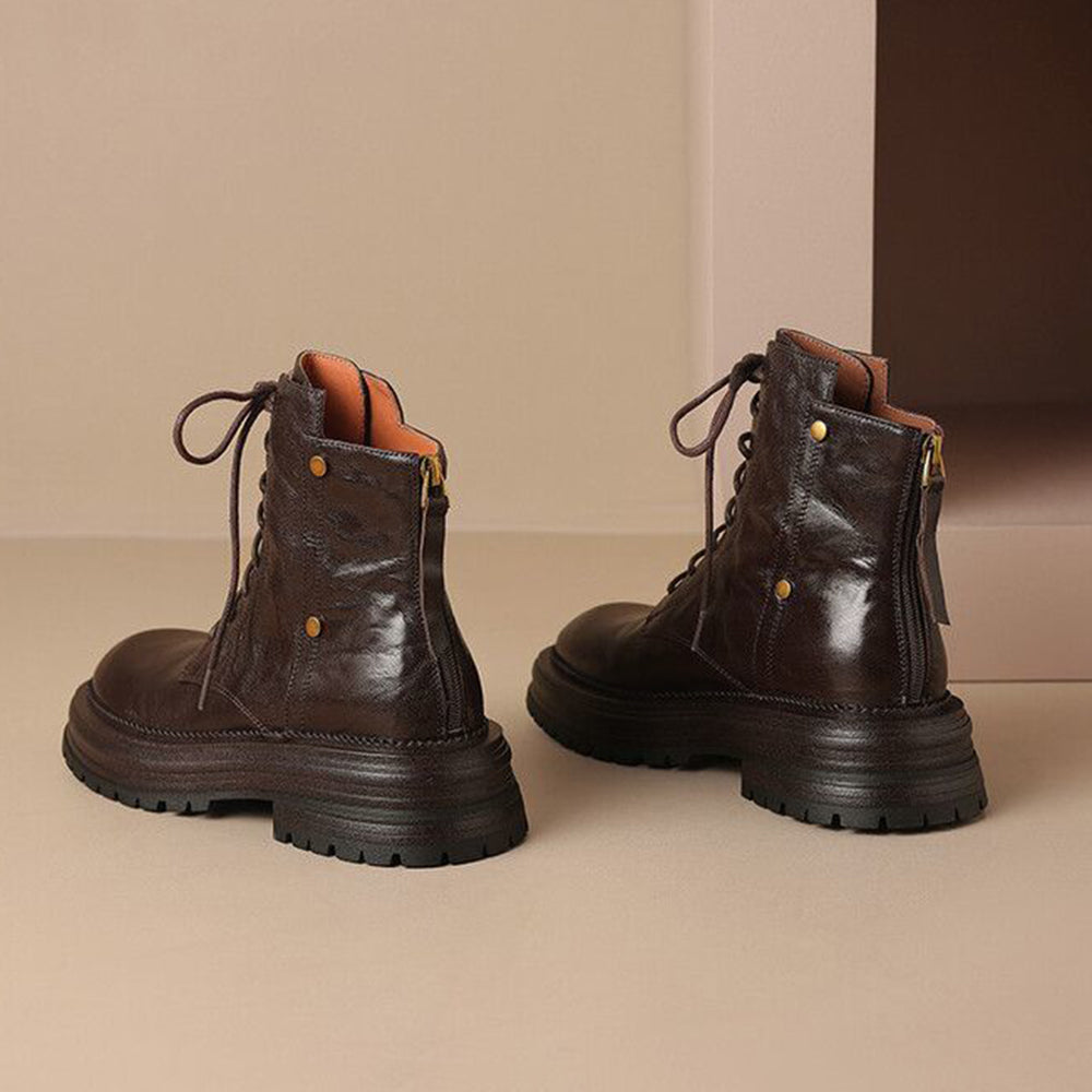 Vintage Lace-up Glossy Martin Boots