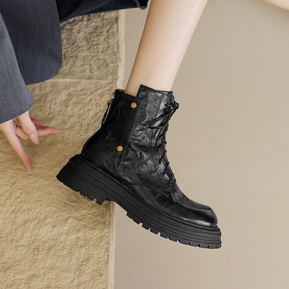 Vintage Lace-up Glossy Martin Boots