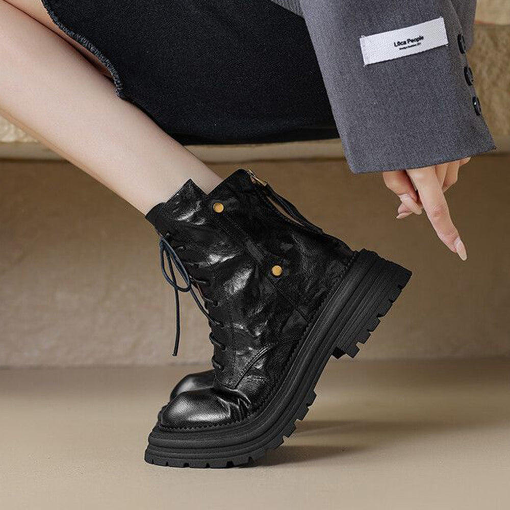 Vintage Lace-up Glossy Martin Boots