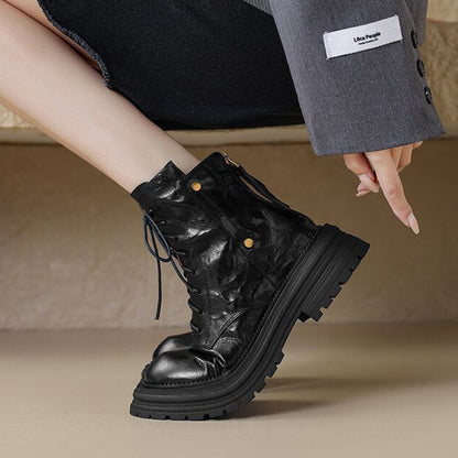 Vintage Lace-up Glossy Martin Boots