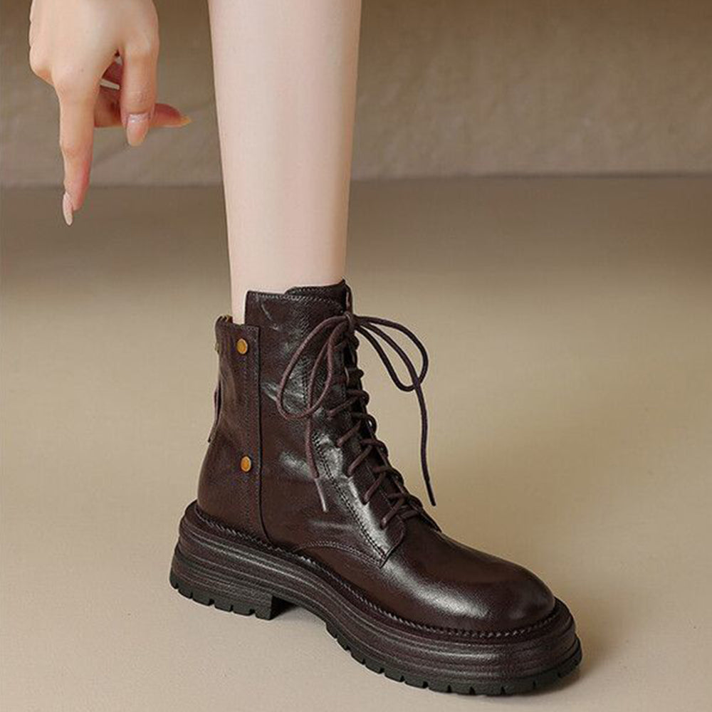 Vintage Lace-up Glossy Martin Boots