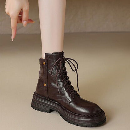 Vintage Lace-up Glossy Martin Boots