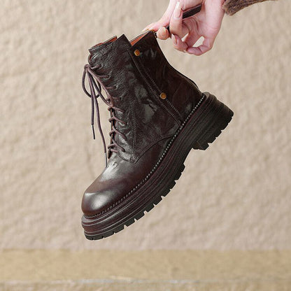 Vintage Lace-up Glossy Martin Boots