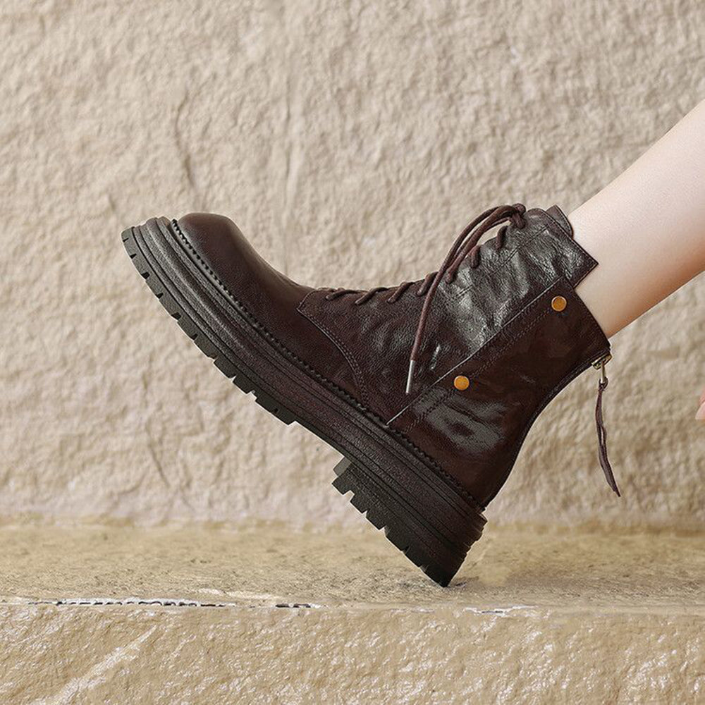 Vintage Lace-up Glossy Martin Boots