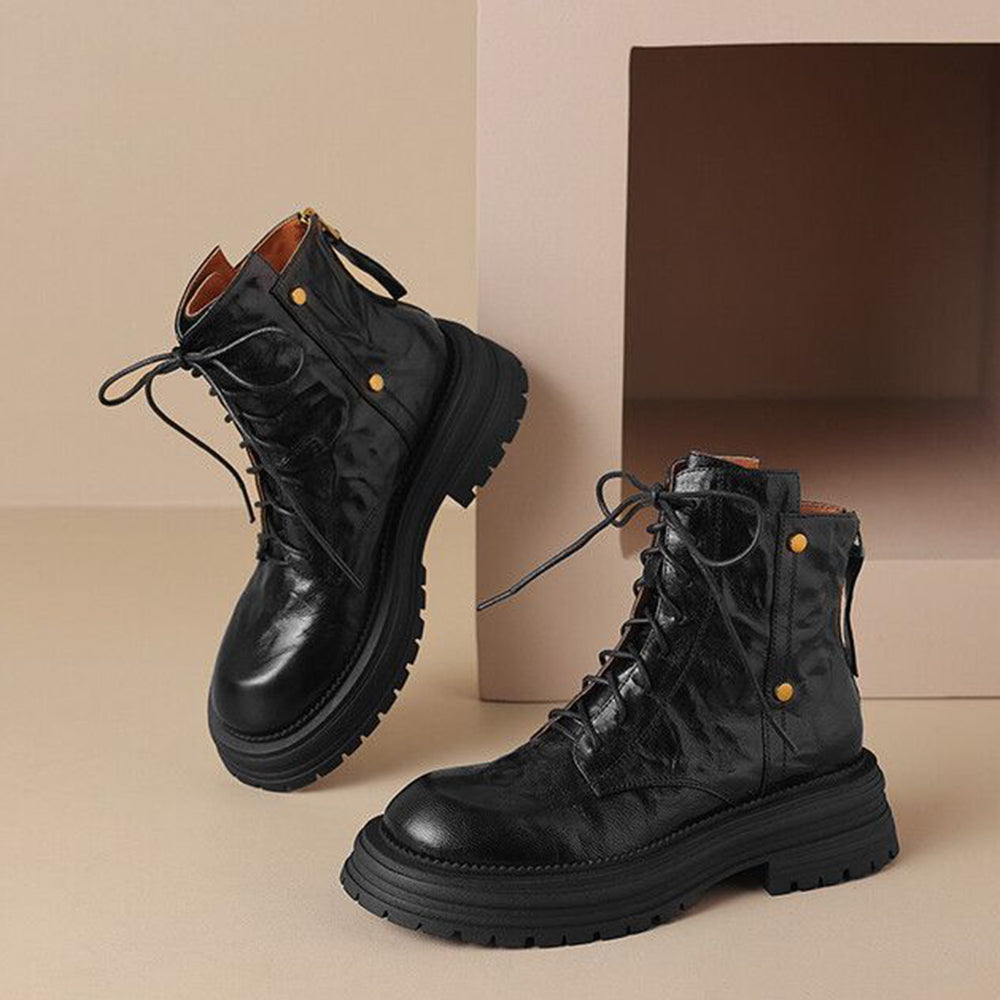 Vintage Lace-up Glossy Martin Boots