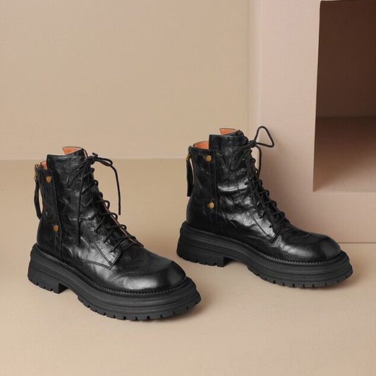 Vintage Lace-up Glossy Martin Boots