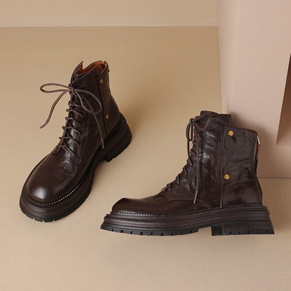 Vintage Lace-up Glossy Martin Boots