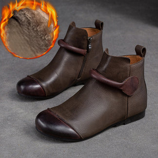 Plus Size Vintage Embroidered V Cut Martin Boots for Women