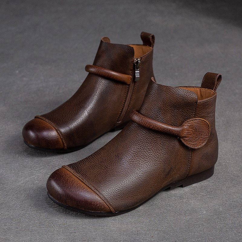 Vintage Panelled Versatile Martin Boots with Side Zippers