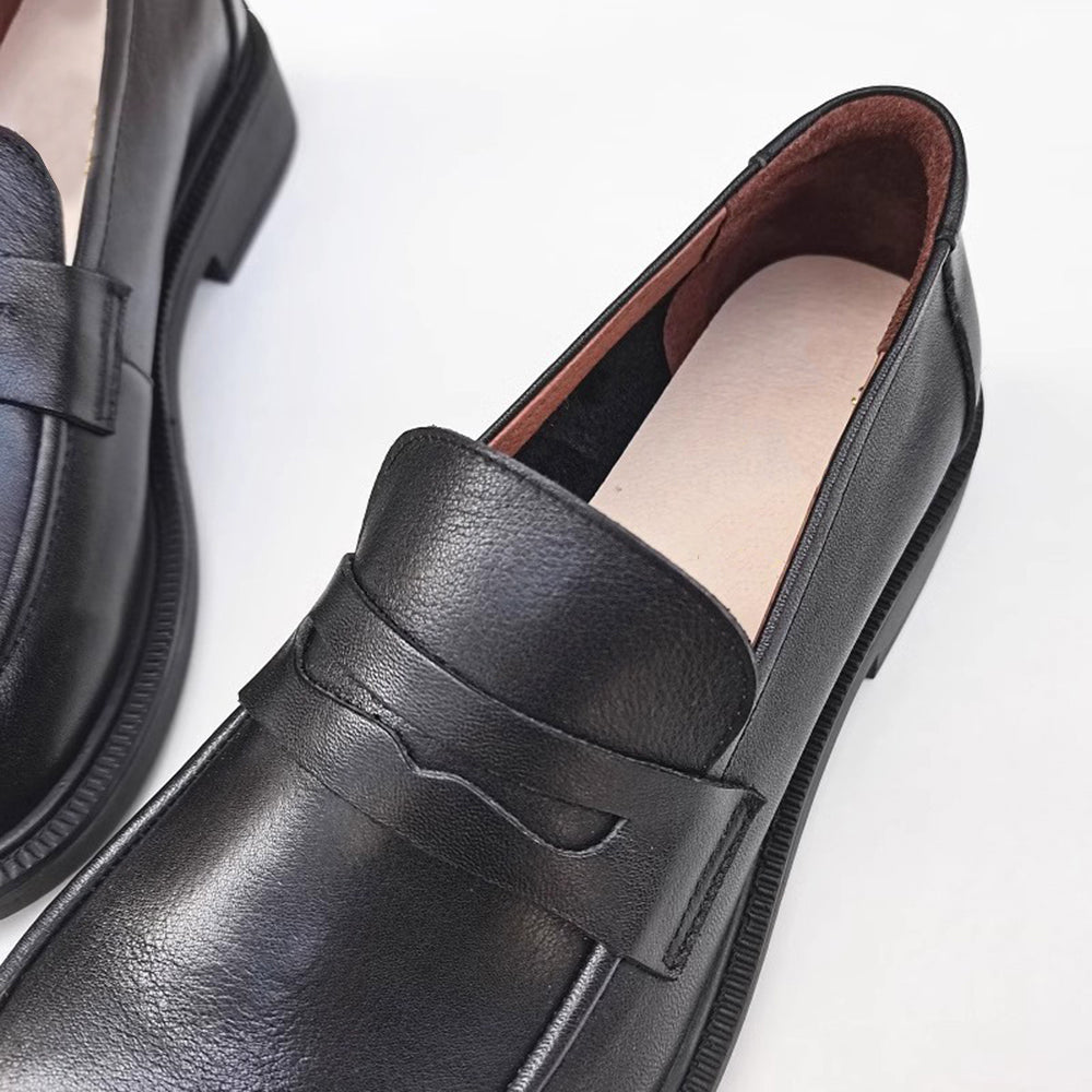 Wide Fit Slip-On Soft Leather Loafers
